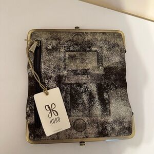 NWT. HOBO Black and Silver Textured Clutch